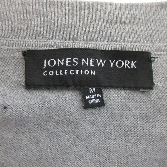 JONES NEW YORK Collection Cardigan Sweater Size Medium Gray Knit Button Front - Picture 3 of 5